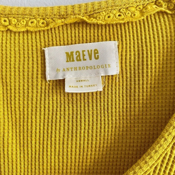 Maeve Anthropologie Waffle Knit Longsleeve Scoop neck Top Size XS - Picture 3 of 9